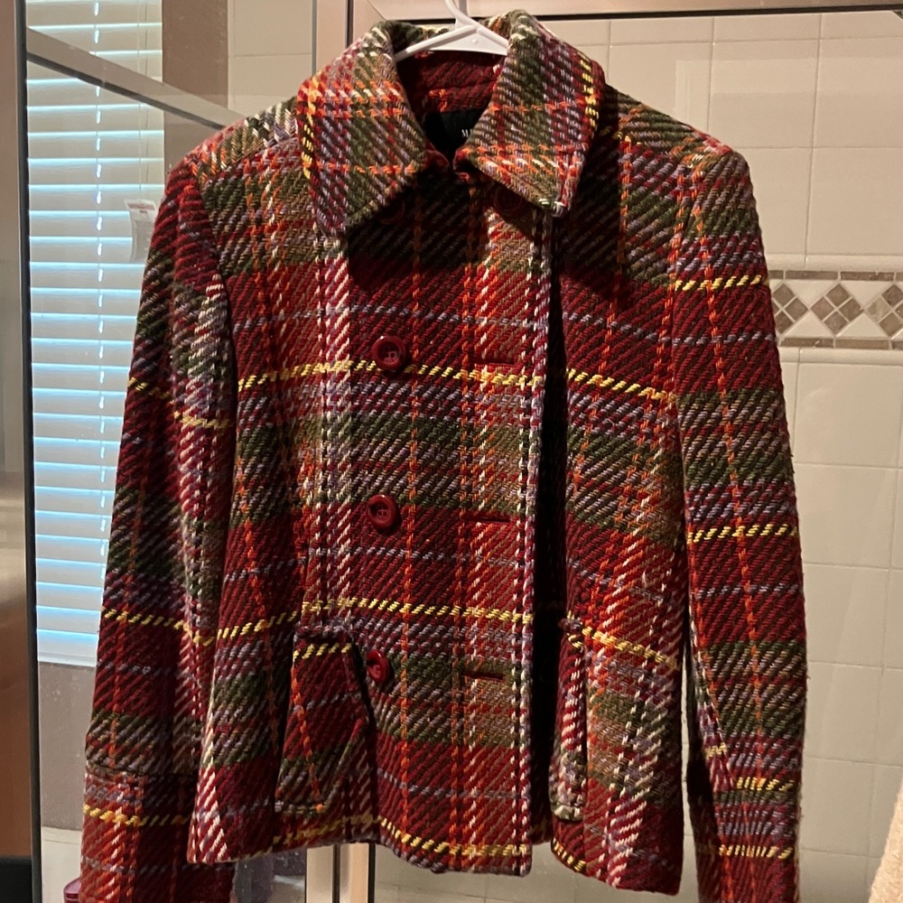 Mixit Multicolor Plaid Pea Coat